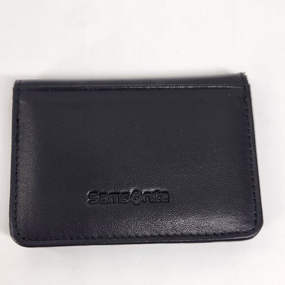 Samsonite Bi-Fold Leather Business Card Holder Wallet Mens Black Small - Picture 1 of 6